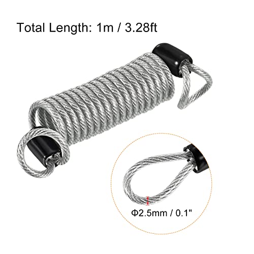 PATIKIL Security Steel Cable 2.5mm x 1m/3.28ft Coated Spring Luggage Lock Wire Rope with Double Loop Transparent - Image 2
