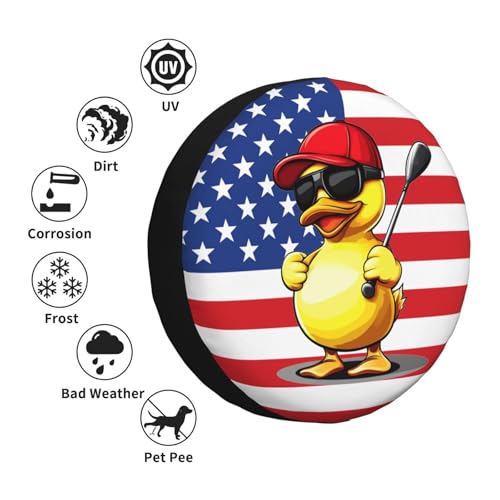 Image of Funny Duck Spare Tire Cover Weatherproof Universal Wheel Protectors Cute Duck Wheel Covers for Rv Camper Travel Trailer SUV Truck 15 Inch