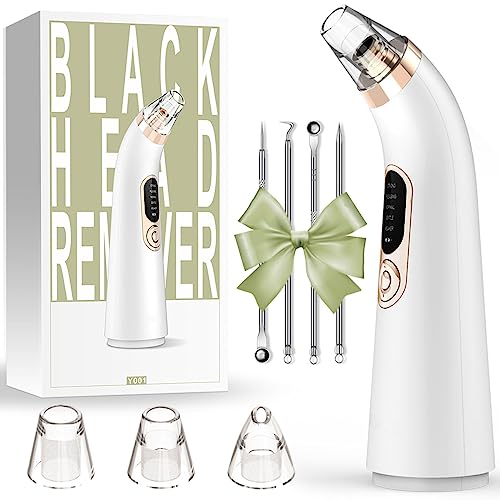 【2025 neuvo】Limpiador de Poros Eléctrico, Extractor de puntos negros, dispositivo de belleza facial con pantalla LED, 5 modos y 4 cabezales para Puntos negros, espinillas Grasa
