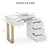 Belandi Manicure Table for Nail Tech, Nail Desk Station with Dust Collector & LED Lights, Acetone Resistant Beauty Salon Workstation w/4 Drawers, Golden Leg (White)