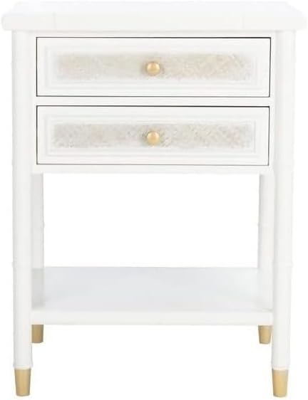 Home Collection Ahab White/Gold 2-Drawer 1-Shelf Accent Table (Fully Assembled) ACC6606B
