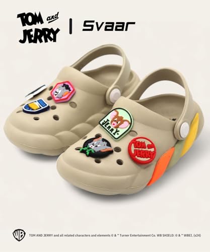 Image of SVAAR x Tom & Jerry Slingback Clog Shoes for Boys & Girls || Indoor & Outdoor Sandals Clogs for Kids with 6 Tom & Jerry Charms