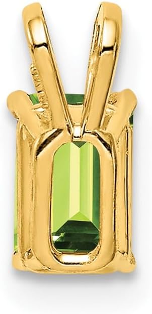 Solid 14k Yellow Gold 6x4mm Emerald Cut Peridot Green August Gemstone Pendant Charm