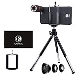 Lens Kit for Apple iPhone 8 Plus and iPhone 7 Plus - 8x Telephoto Lens, Fisheye Lens, Macro Lens, Wide Angle Lens, Tripod, Phone Holder, Phone Hard Case, Bag and Cleaning Cloth