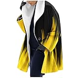 KJDWJKJRF Sudadera con cremallera para mujer, sudaderas con capucha, color artístico, manga larga, abotonada, abierta, cárdigan de punto, abrigo de invierno, camisas, ropa exterior, amarillo, XXL
