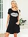 SPKPKEY Womens Sleep Shirts Short Sleeve Nightshirt Ladies Nighties Soft Nightgown Wife Sleepwear Black M