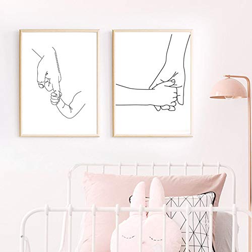 Affiches toile mains de bébé et maman pour décorer la chambre de votre nouveau-né