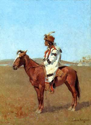 Peinture à l'huile A Blackfoot Chief 1888 Remington, tableau de l'Ouest américain 12x16