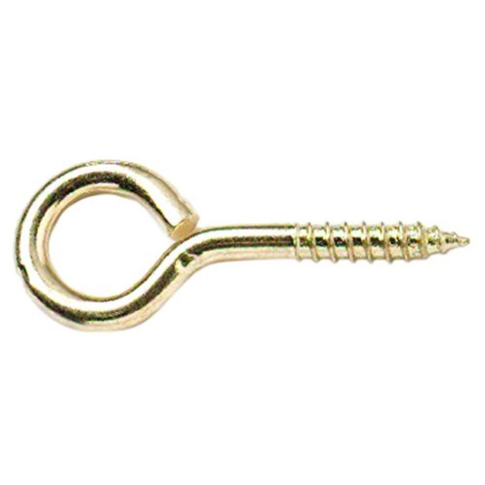 Merriway BH03572 (10 Pcs) EB 40 mm (1.1/2 Inch) Steel Screw-In Eye Brass Plated- Pack of 10 Pieces