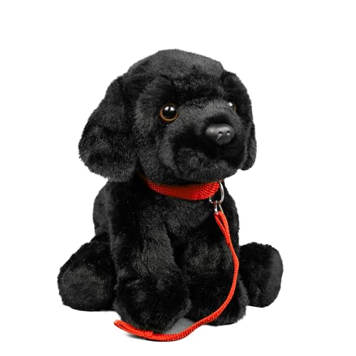 Teddys Rothenburg Kuscheltier Labrador + Leine sitzend schwarz 28 cm Plüschhund Plüschtier
