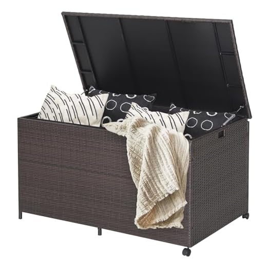Giantex Wicker Outdoor Deck Box - 133 Gallon Storage Box with Lid, Waterproof Liner and Universal Wheels, PE Rattan Storage Container for Cushions, Gardening Tools, Patio Storage, Brown
