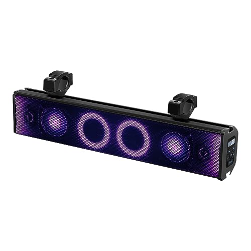 purevox UTV Sound Bar 24 Inch 6-Speaker ATV SoundBar UTV Sound System Weatherproof Bluetooth with Multicolor LED Lighting Compatible with Dune Buggies, Jeeps, Rock Crawlers