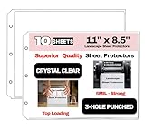Premium 6mil (Sturdy & Strong) Landscape Sheet Protectors for Standard-Size Paper. Set of 10, Heavy-Duty, Crystal Clear, Horizontal Format for Landscape Binders.