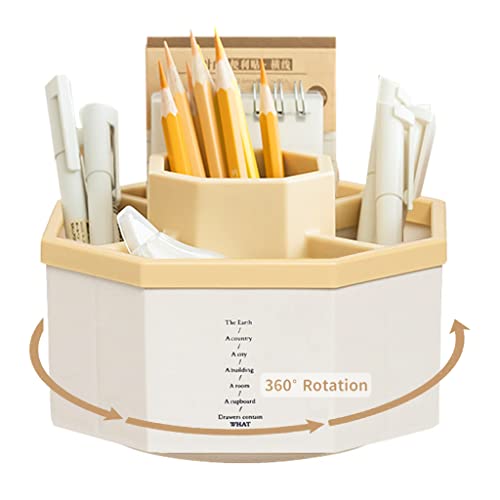 Rotatif Pot a Crayon, Pot a Crayon Bureau avec Autocollants Antidérapants, Rotation à 360 DegréS Organisateur De Bureau Rangement Stylo, pour Maquillage Fournitures De Bureau à Domicile Cover