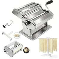 MZTOGR Macchina per pasta e ravioli, set di 6 pezzi da 150 mm in acciaio con 9 impostazioni di spessore regolabili, include accessorio per ravioli, stendipasta