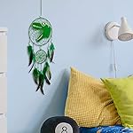 Basumee Dream Catcher for Kids Feather Dream Catchers Handmade Home Decor Wall Hanging with Double Ring for Nursery Bedroom Boys Room, Green Dinosaur - Image 2