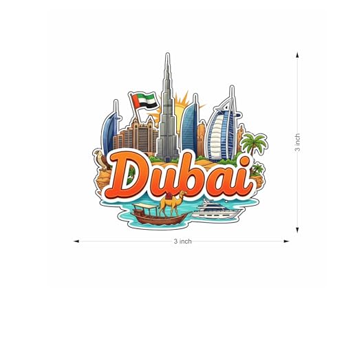 Image of Premium Laser Cut MDF Fridge Magnet for Home Decor, Vibrant Layered Travel Artwork Souvenir Gift with Strong Magnetic Hold, Refrigerator Decoration for Kitchen & Office - Dubai