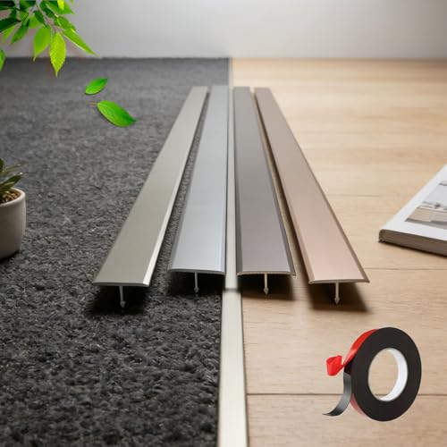 Perfil De Transición Para Suelo En T, Tira De Umbral De Aluminio Ancha, Tapajuntas Plano Para Unir Tarima Y Baldosas, Resistente Y Decorativo, 3x90cm(Champagne,3pcs*90 * 4cm)