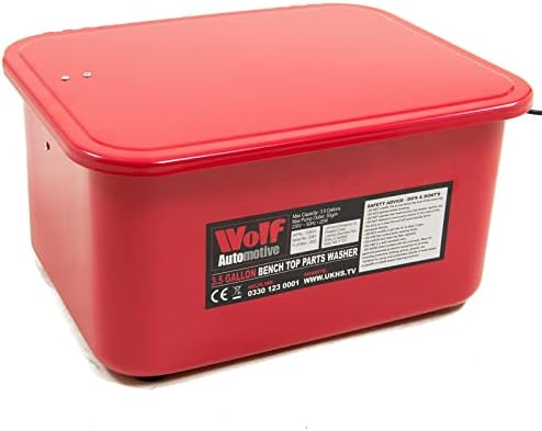 Wolf 3.5 Gallon Bench Top Parts Washer Cleaning & Degreasing Tank for Garage and Automotive
