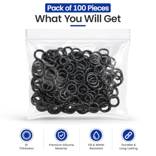 Image of O Rings Internal Diameter ID 2MM X Thickness 1MM Nitrile Butadiene Rubber NBR (Pack of 100) for Automotive