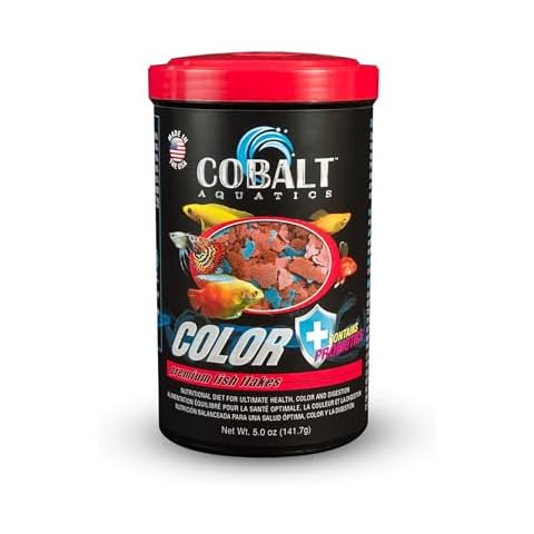 Cobalt Aquatics Color Enhancing Blue Flakes with Probiotics 5 oz - Ideal for All Tropical Fish - Enhances Health &Colors - Perfect for Fish Aquariums Cover