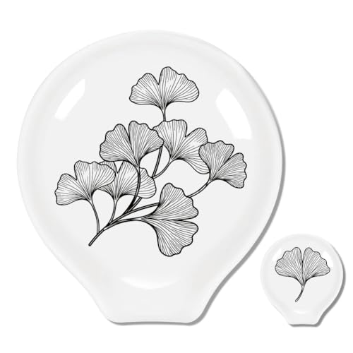 ANATTASOUL 2 Pcs Repose Cuillère Cuisine en Céramique 9 * 8.5cm, Support pour Ustensiles de Cuisine, Porte-Cuillère pour Spatules,Pinces, Cuillères à...