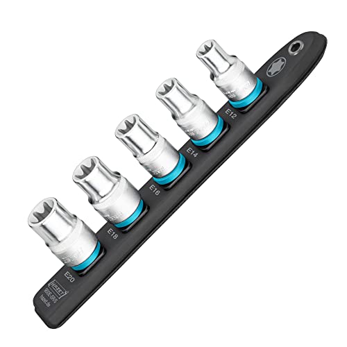 HAZET 900E-SR/5 Smart Rail with Magnetic Base, 5 Slots, Drive: Square 12.5 mm (1/2 Inch), Output: Outer Torx Profile