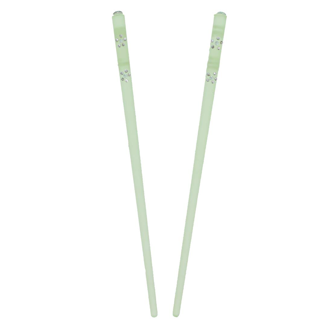 Green Clear Hair Stick Chop Sticks with Diamond Flower