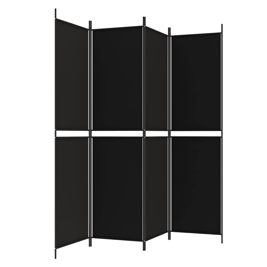 Generisch 4-TLG. Paravent Schwarz 200x200 cm Stoff,Möbel,Raumteiler-350233