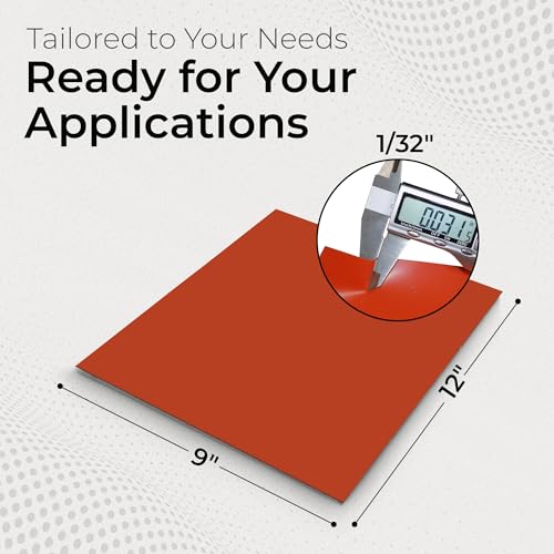 Image of Exactly Rubber - Commercial Grade Silicone Sheet, 60A Durometer Silicone Mat, -80 to 450F Temperature Resistant Rubber Mat, Rubber Sheet with 350% Elongation, Made in the USA, 1 /32 x 9 inch x 12 inch, Red