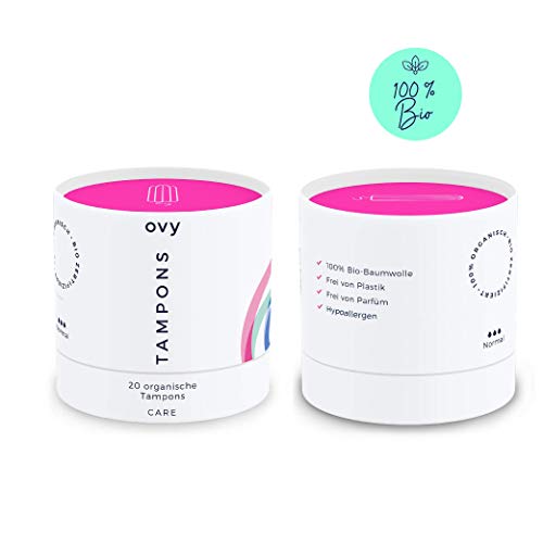 Ovy® Bio-Tampons - 100 % algodón orgánico - 2 latas con 40 tampones ecológicos - sin productos químicos y plástico - Período menstrual ligero a medio - alternativa a la copa menstrual de Ovy.