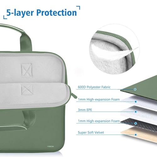 Image of Hseok Laptop Sleeve 13.3-14 inch Case with Small Pouch, Neoprene Computer Bag Compatible with MacBook Pro 14 inch M4 /M3 /M2 /M1 2025-2021, Mac Air /Pro 13.3 inch and Most 13-14 inch Notebooks,Matcha Green