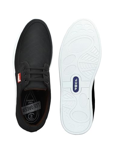 Image of Le Greem Men's Casual Lace-Up Shoes | Lightweight Synthetic Upper | Stylish & Comfortable Sneakers with Anti-Slip Sole - Black