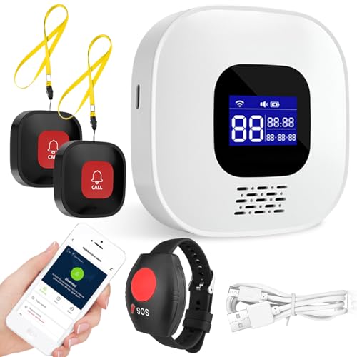Pulsante di emergenza per anziani chiamata di emergenza, WiFi intelligente con cinturino di emergenza, campanello di emergenza per anziani, pulsante di allarme per pazienti disabili, bambini (1