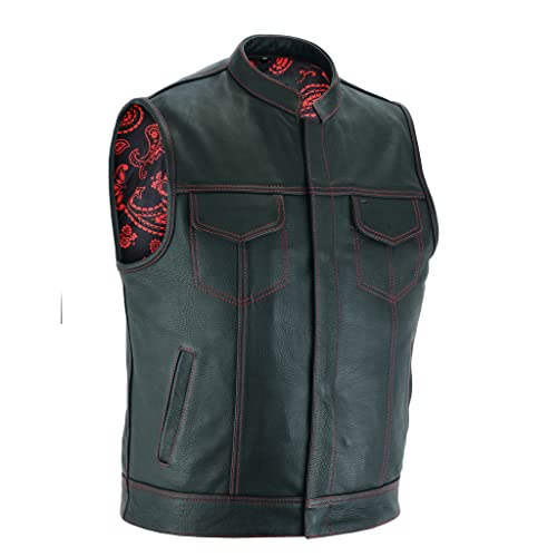 Leatherick Mens Anarchy Premium Cowhide Motorcycle Leather Black...