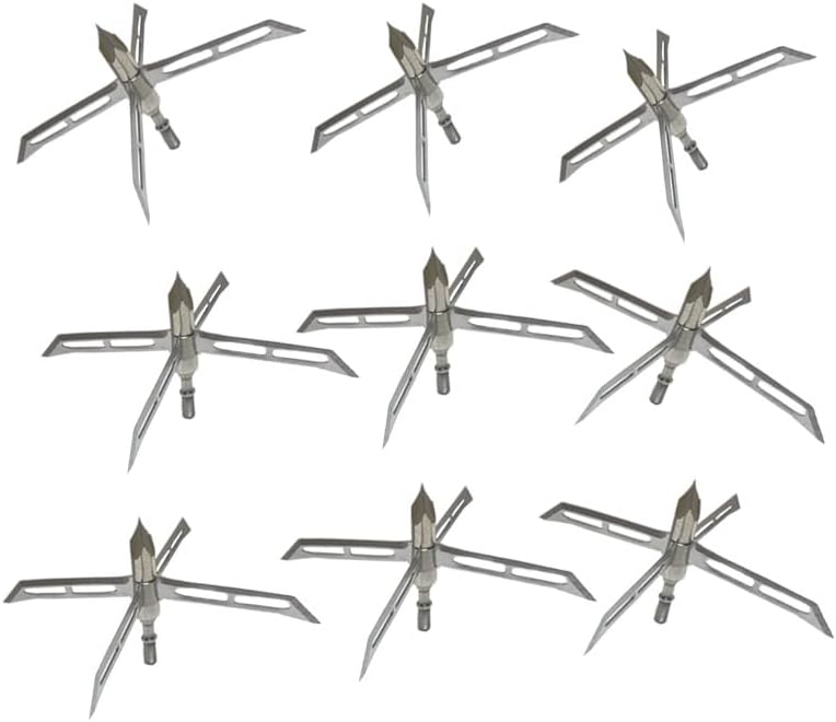 10pcs Silver Broadhead Arrow Points for Recurve & Compound Bows - Precision Archery Hunting Tips