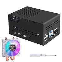 GeeekPi Raspberry Pi 4 Metallgehäuse mit Lüfter, Raspberry Pi 4 Gehäuse mit Raspberry Pi Low-Profile-CPU-Kühler, Raspberry Pi Horizontal Ice Tower Cooler(Nur für Pi 4B)