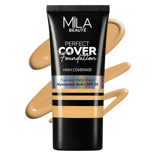 Image of Mila Beaute Perfect Cover Foundation with Hyaluronic Acid & SPF 20 | High Coverage & Flawless Matte Finish | Super Hydrating & Lightweight Formula | Suitable for All Skin Types - 5 Golden