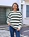 Aottori Sweatshirt Damen Oversized Pullover Baumwolle Rundhals Langarmshirt Gestreift Farbblock Oberteil Sportlich Lockeres Herbst Winter Grün Weiß XL