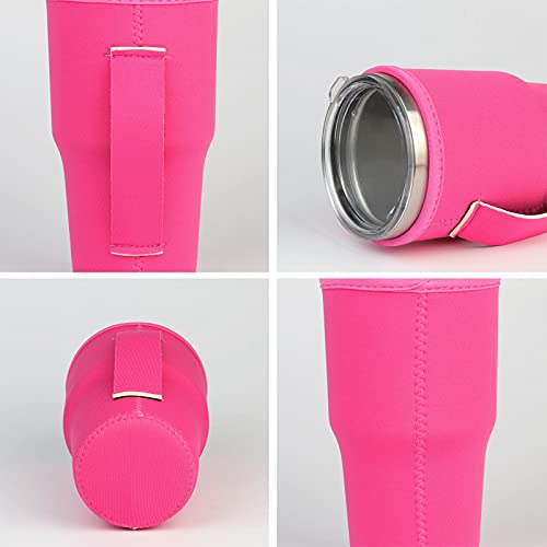 HaiMay 6 Pieces Reusable Iced Coffee Cup Sleeve Neoprene Insulated Sleeves Cup Cover Holder Tumbler Cup Drinks Sleeve Holder Idea for 30oz-32oz Cold Hot Beverages, Pure Color Style - Thumbnail 4