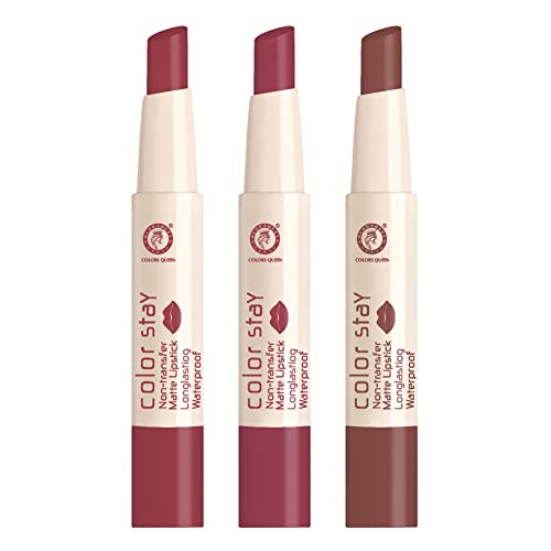 Image of Colors Queen Color Stay Matte Lipstick Combo Set of 2 | Weightless Matte Finish with Smooth Application | Transfer Proof, Smudge Proof & Waterproof | Long Lasting Lipstick for Women (Plum Pretty, On Mode & Coffee)