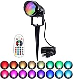 SUNVIE RGBW Outdoor Spotlight 12W LED Landscape Spotlights 120V Color Changing Spotlight Outdoor with Remote Control Waterproof LED Spot Lights Landscape Lights for Yard Patio Garden Lawn, 1 Pack