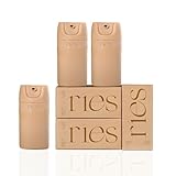 RIES Starter Set Toiletry Travel Bottles – Set of 3 (1.7oz) Airless Pump Containers for Shampoo, Conditioner, Body, Face – Leak-Proof, TSA-Approved, Dishwasher Safe- (Outlier Sand)