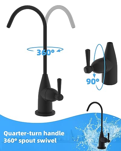 Image of Hibbent Drinking Water Faucet for Bar and Kitchen Sink, Stainless Steel Reverse Osmosis RO Faucet for Under-Sink Filtration System, Matte Black Finish