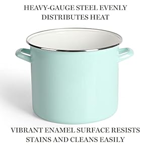Martha stewart thayer 12 quart enamel on steel scratch resistant stock pot wlid martha blue  urban country home decor