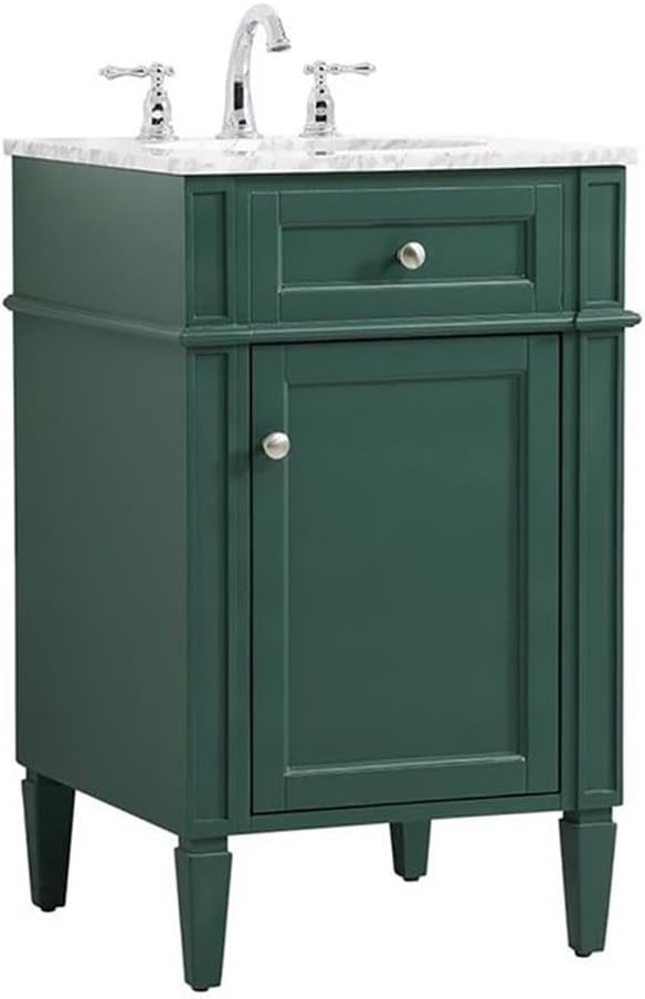 Elegant Decor Park Avenue 21" Metal MDF Marble Single Bathroom Vanity in Green