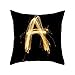 Housse de coussin noire avec lettre de l'alphabet A à Z Sparkle Light Trail Impression longue exposition Faites votre propre nom Carré en velours Housse de coussin Noir