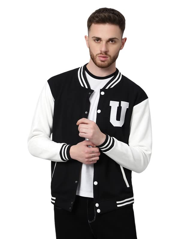 Image of BE SAVAGE Men's Cotton Blend Standard Length Varsity Jacket