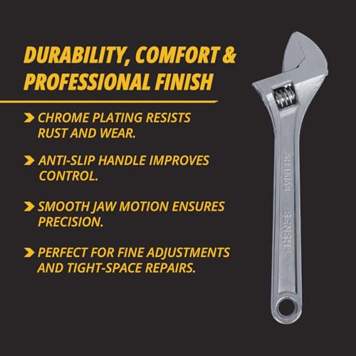 Image of 12 Inch (300mm) Adjustable Spanner Wrench || Max Jaw Opening - 35mm || Heavy Duty Chrome Plated Drop Forged Steel - Industrial Grade Tool for Plumbing & Automotive Use