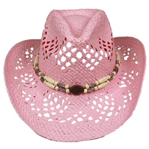 Image of SILVERFEVER Straw Cowboy Hat Cowgirl Hats Men Women Sun Hat Sombreros Vagueros Classic Western Accents Sombreros